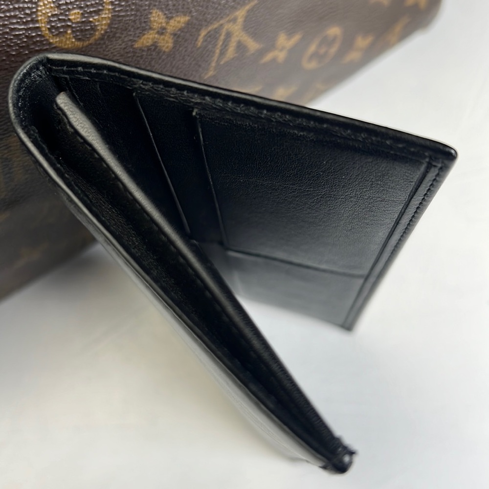 Auth. Dunhill Black Leather Long Bifold Wallet Card Bill holder Roomy Heavy duty - Picture 5 of 17